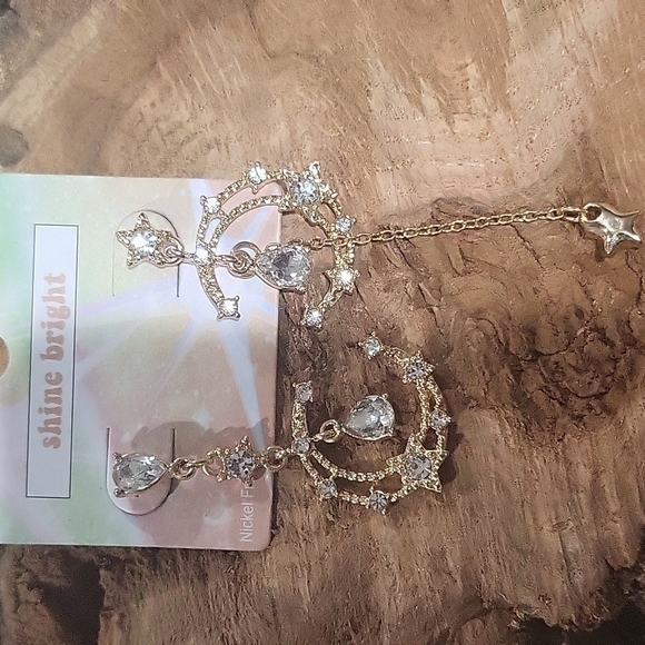 NWT Shine Bright mismatch Sparkle Moon Earrings - Picture 1 of 1